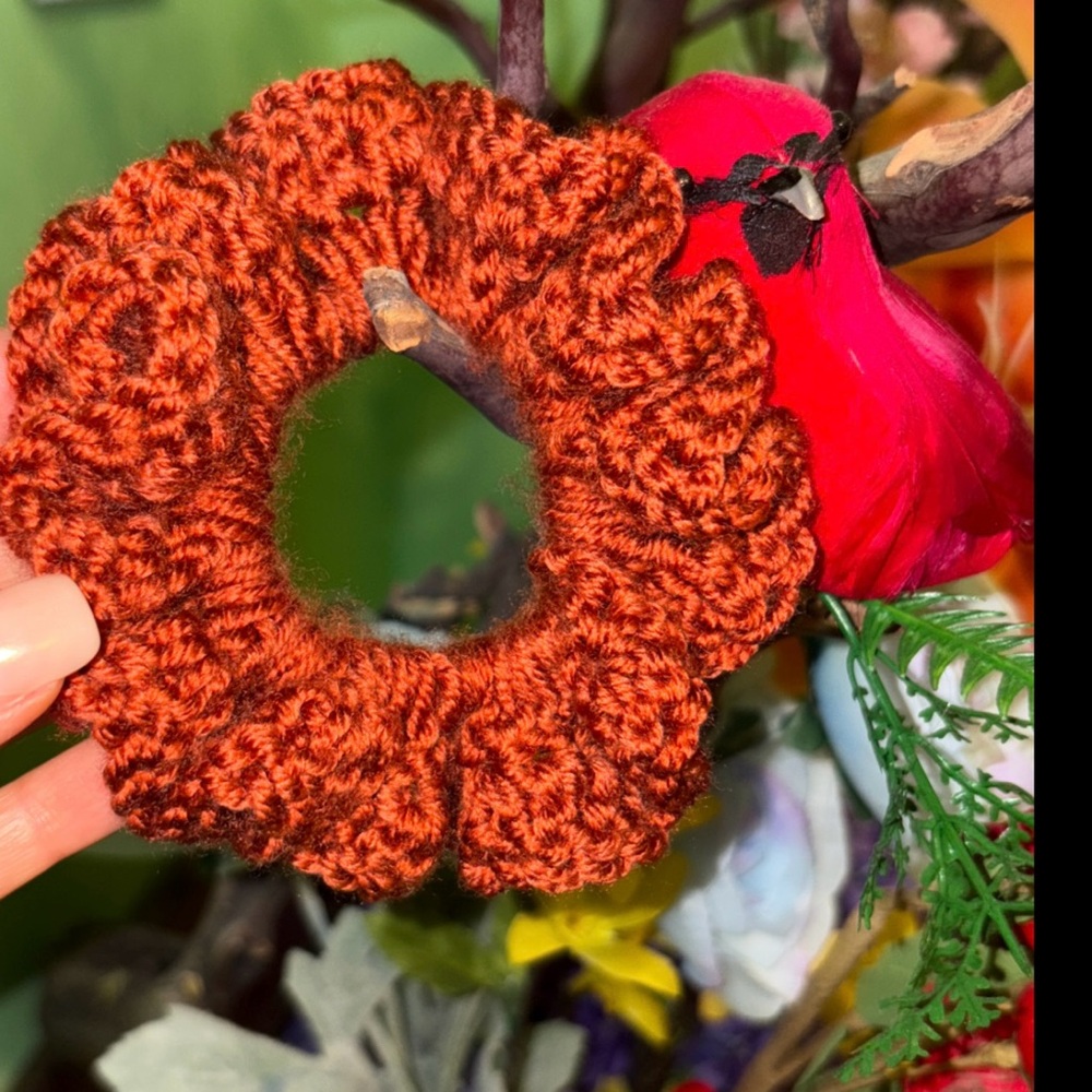 Handmade crochet Scrunchies!! Fall hair accessory Soft stretchy Ponytail holder
